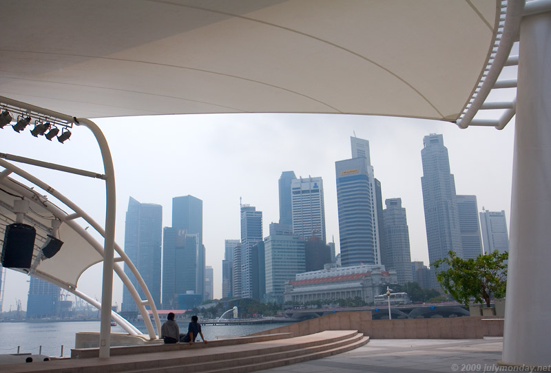 Haze at Jetty stage of Esplanade Theaters, Singapore, Feb. 2009